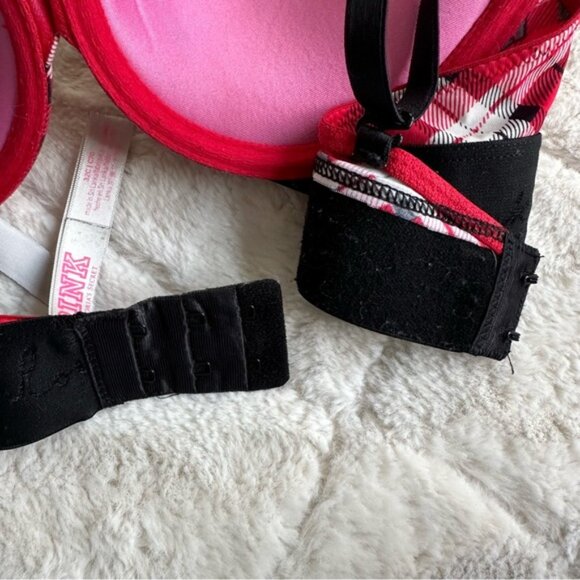 Victoria's Secret PINK | Red Pepper Plaid Wear Everywhere Push-Up Bra | Size 32C - Picture 12 of 13